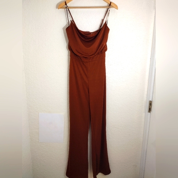 Jason Wu Jumpsuit Brown Emmett Stretch Embellished Rhinestones - Picture 2 of 10